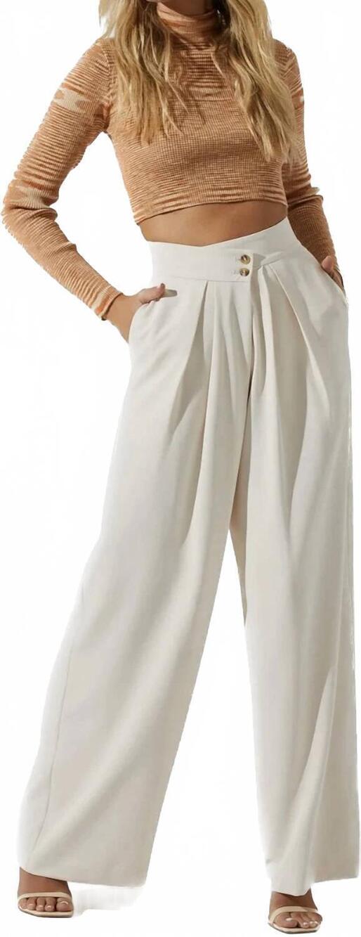 NEW ASTR boyfriend wide leg pants in off white